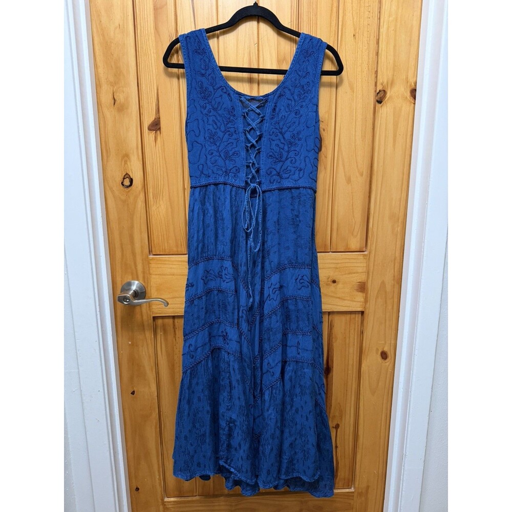 Scully Women's Lace Front Sleeveless Denim Dress Size XL Western Cottage Core
